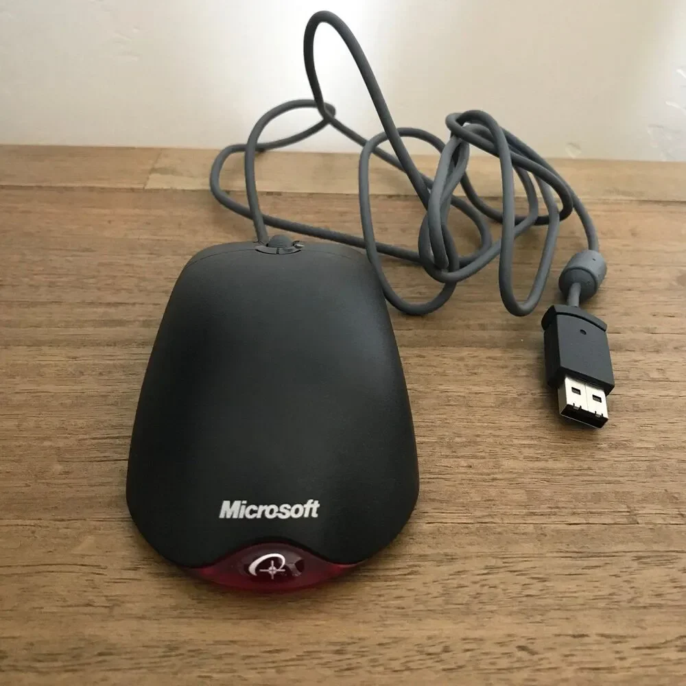 Microsoft Optical Mouse X802382 USB Wired 3-Button Black Scroll Wheel Mouse